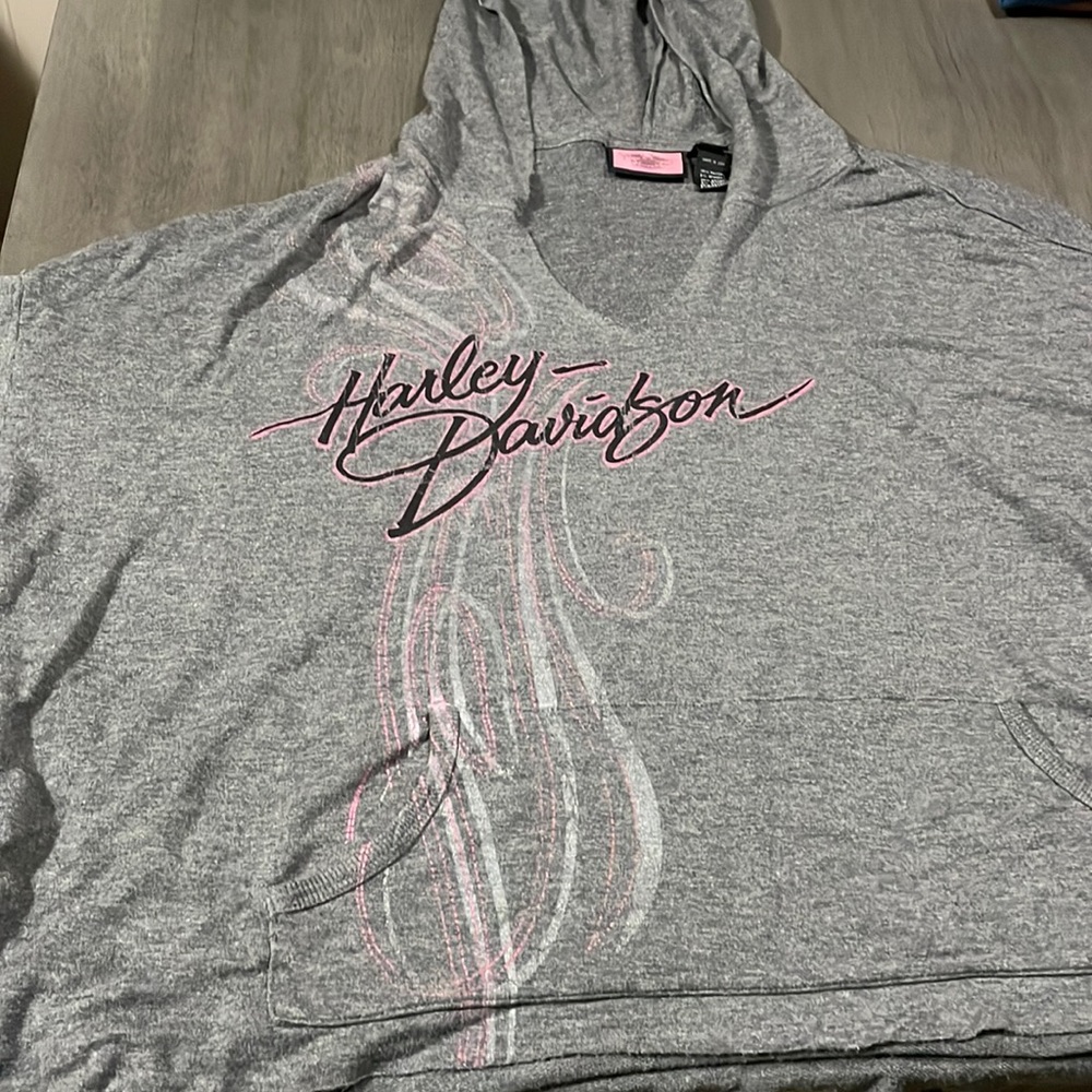 Harley Davidson Gray Long Sleeve with Hood Shirt